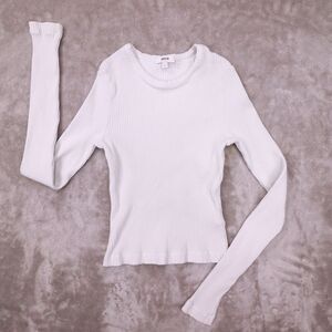 AGOLDE Women's‎ White Alma Ribbed Long Sleeve Knit Top Shirt Size Large Y2K 90s